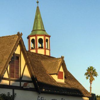 Dutch inspired buildings and steeple in Solvang