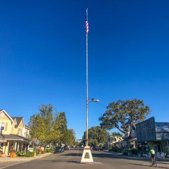 Flagpole on main street, Los Olivos