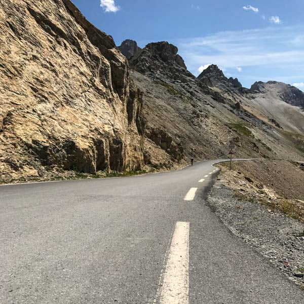Cyclist near top of Col du Galibier