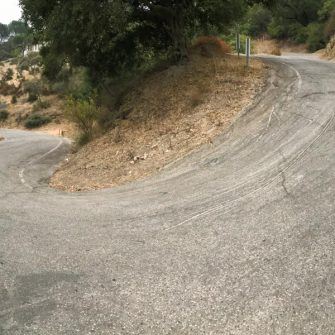 Very steep switchback on Painted Cave Road