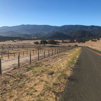 Armour Ranch Road leads down to Happy Canyon Road, through horse ranches and fields