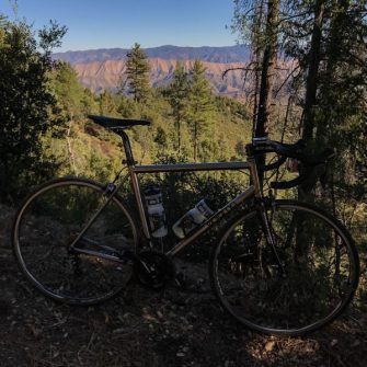 Mountain views from Mt Figueroa with bike in front