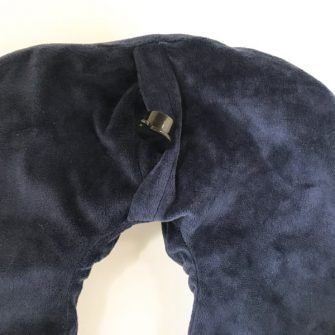 Headrest pillow with valve you can blow through to inflate it