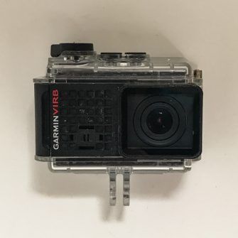 Garmin bike camera shown with waterproof case