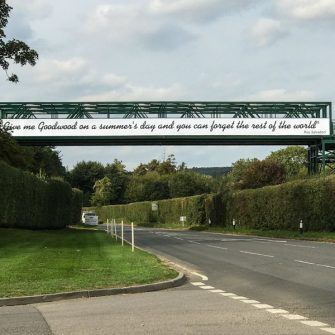 Goodwood motor circuit sign on Velo South course 2018