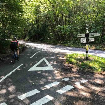 Four way crossing just before Rogate bike park