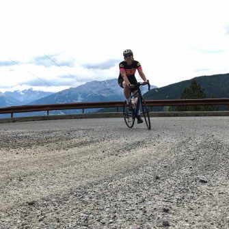 Gravelly corners on Lago di Cancano cycling Bormio climb