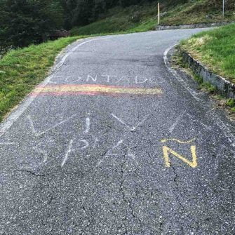 Graffiti on the cycling climb up Passo di Mortirolo