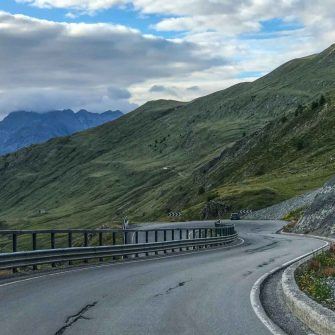 Road up to the Passo del Foscagno Italian Alps