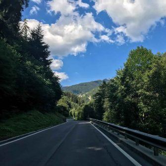 Wooded slopes near Prato dello Stelvio on the way up to the pass