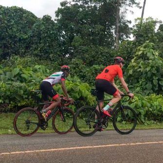 Cyclists on Sans Soucis Road Seychelles