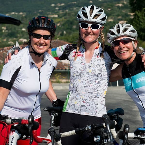 Three female cyclists on a Le Loop event in France