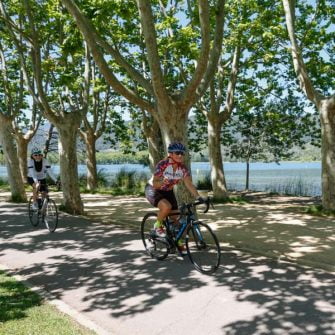 Cycling near lake Banyoles, Girona