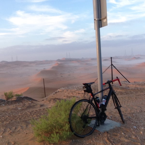 Cycling in Dubai and the UAE-2 Bicycle in front of view near Al Ain, UAE