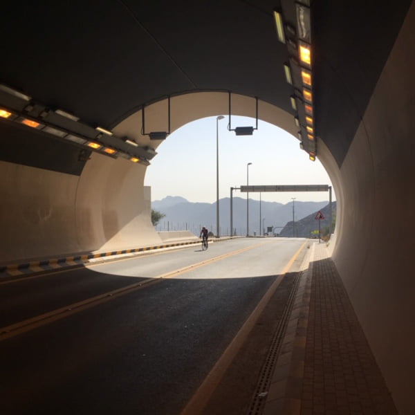 Cyclist in tunnel, UAE