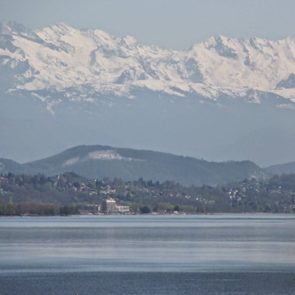 View across Lake Geneva to the Alps
