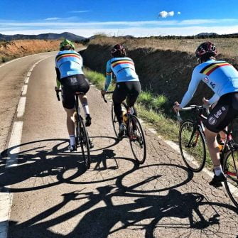 Three cyclists training in the cycling camps in Spain