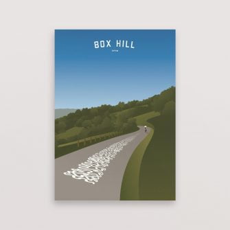 Cycling print box hill by english cyclist